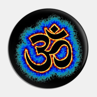 blue Om fire symbol Pin