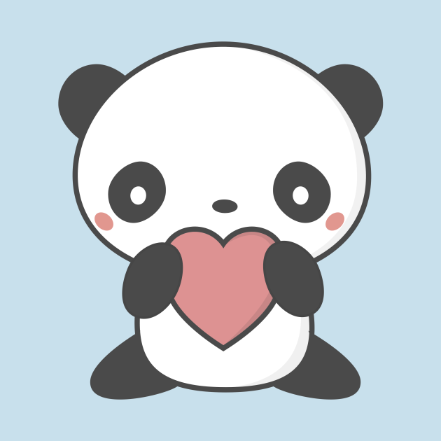 Kawaii Cute Panda With A Heart T Shirt Panda T Shirt Teepublic 