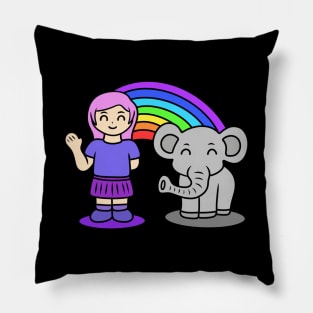 Cute girl with elephant Pillow