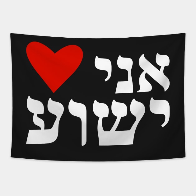 I Heart Jesus Hebrew Ani Heart Yeshua Messianic Tapestry by BubbleMench