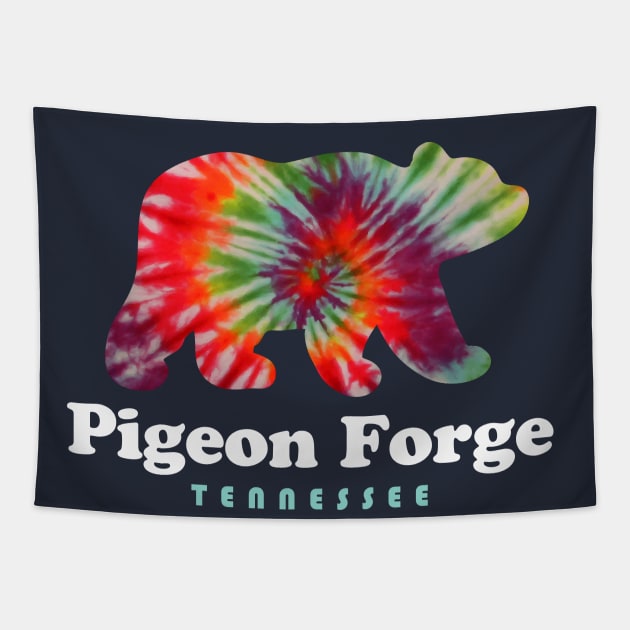 Pigeon Forge Tennessee Vacation Hiking Tie Dye Bear Tapestry by PodDesignShop
