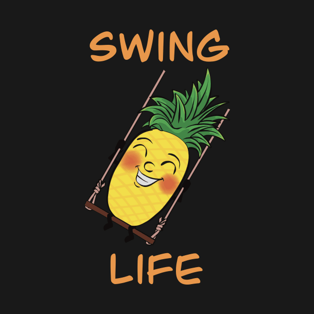 Cartoony Pineapple on a swing - swing life by JP