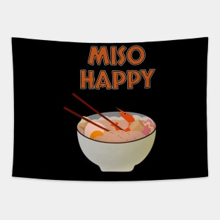 Funny Japanese Food Miso Happy and Ramen Tapestry