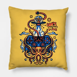 Lets Play Octopus Illustration Pillow