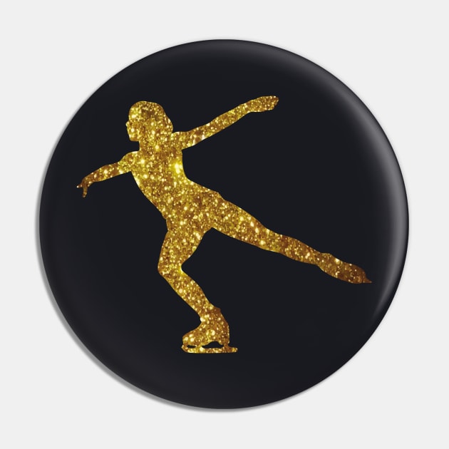 Figure Skater Silhouette Gold Figure Skating Pin by Foxxy Merch