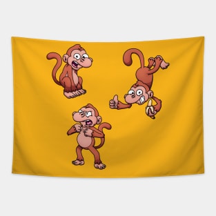 Cute Monkey Sticker Pack Tapestry