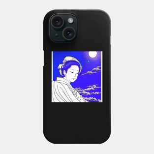 Woman waiting under the watchful moon. Phone Case