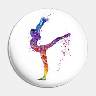 Girl Gymnastics Sports Watercolor Gift Pin