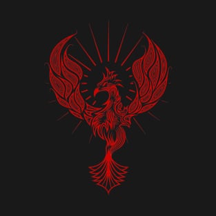 Tribal Phoenix Bird Rising in Red T-Shirt