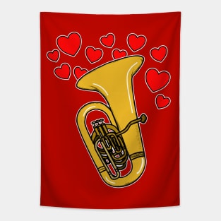 Valentines Day Tuba Player Tubaist Anniversary Wedding Musician Tapestry