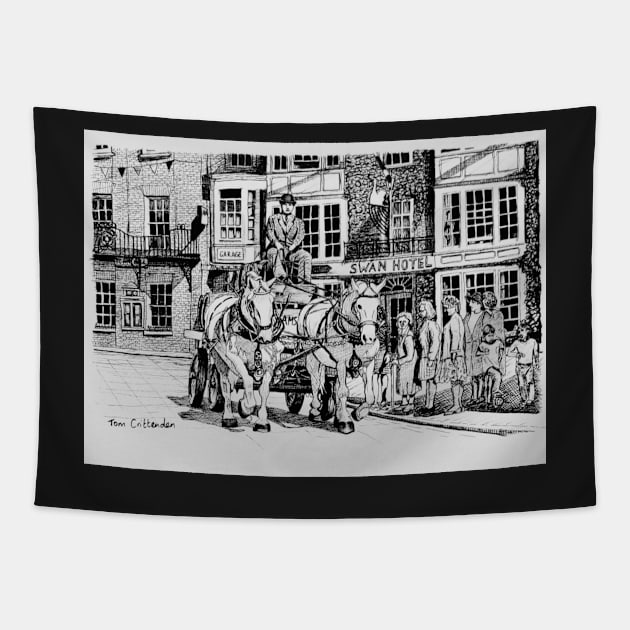 Swan Hotel Southwold Ink Sketch Tapestry by TomCrittenden