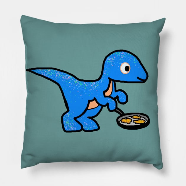 Velatkeraptor (No Text) Pillow by Del Doodle Design