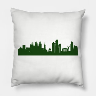 PHILADELPHIA skyline in forest green Pillow