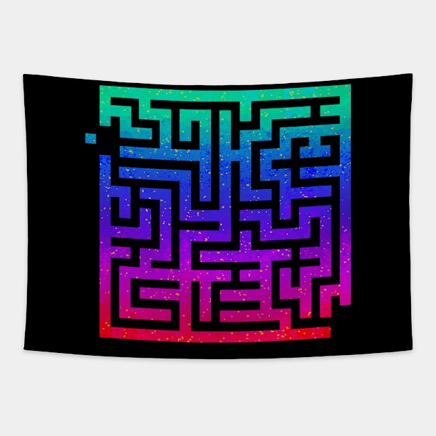 Colorful Labyrinth Tapestry by AsKartongs