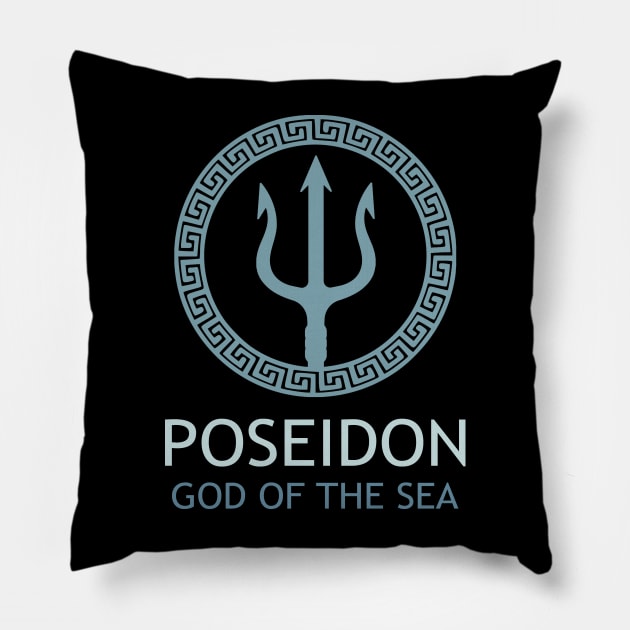 Poseidon Greek God of the Sea Trident Pillow by AgemaApparel