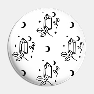 Magical Crystals in the Moonlight with Crescent Moon Pin