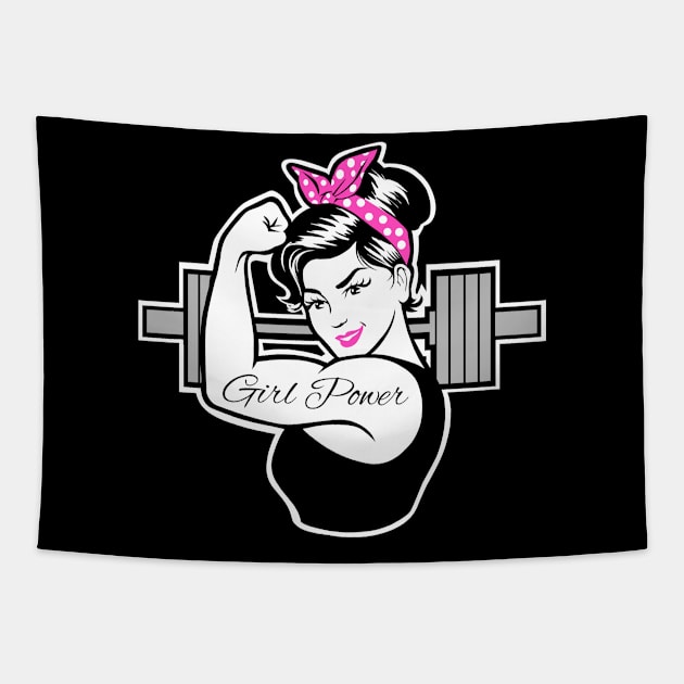 gym girl, barbell girl, weightlifting girl, fitness girl Tapestry by TimAddisonArt