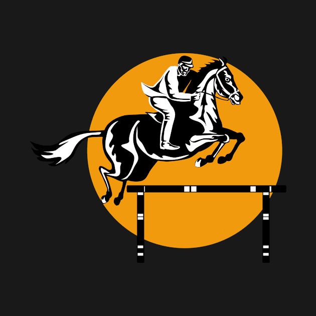 Equestrian on Horse Show Jumping Retro by retrovectors