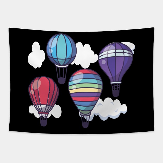 Hot Air Balloon Ride Aviation Flying Tapestry by MooonTees