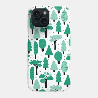 Teal Green Trees Phone Case