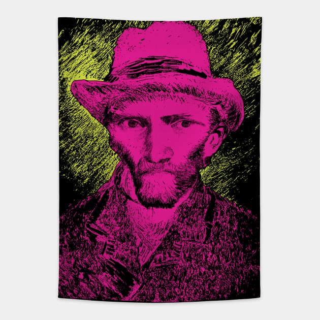 Vincent van Gogh with Hat Self Portrait Pop Art Tapestry by PelagiosCorner