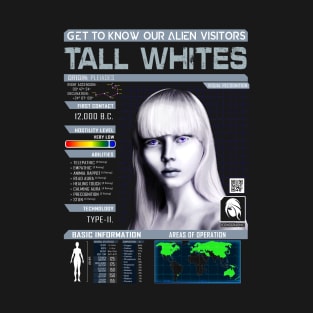 Our Alien Visitors: Tall Whites T-Shirt