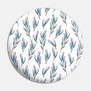 Watercolor and Ink Lavender Leaves on White Background Pin