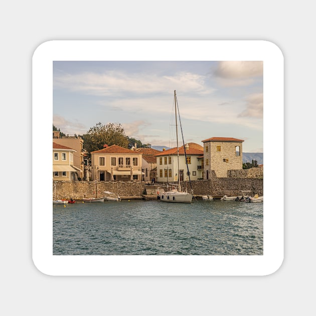 Sailboat of Castle of  Nafpaktos Magnet by KensLensDesigns