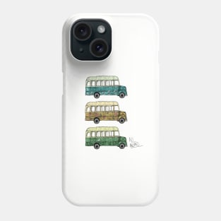 All Aboard - Funky Bus Print - White Background Phone Case