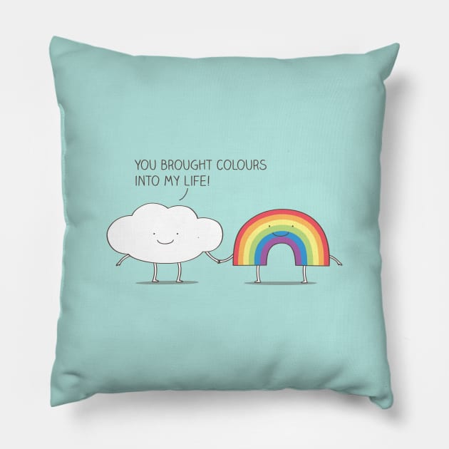 Rainbow connection Pillow by milkyprint