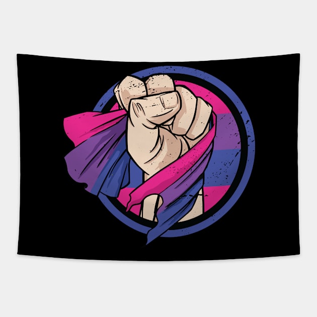 Fight for LGBTQ Rights // Protest Fist Bisexual Flag Tapestry by SLAG_Creative