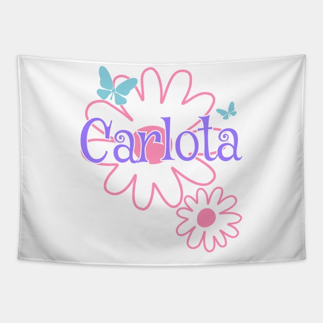 Carlota Girls Name Daisy Butterflies Tapestry by xsylx