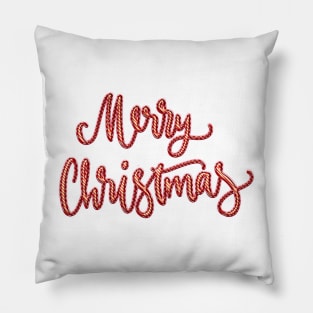 Merry Christmas in Candy Cane Stripes Pillow