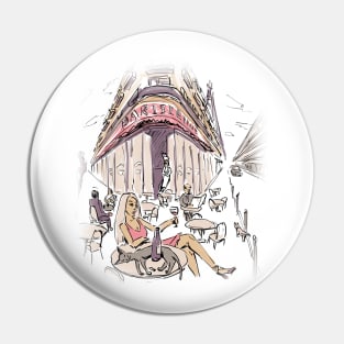 blonde in Paris with a cat Pin