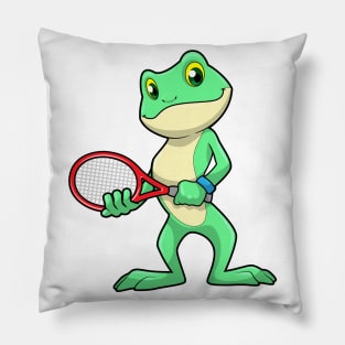 Frog at Tennis with Tennis racket Pillow