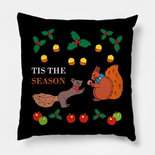 TIS the season Autumn Squirrels (Black) Pillow