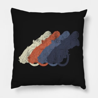 Motorcycle Speedway Racing Distressed Pillow