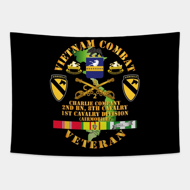 Vietnam Combat Cavalry Veteran w Charlie - 2nd Bn 8th Cav COA - 1st Cav Div SSI Tapestry by twix123844