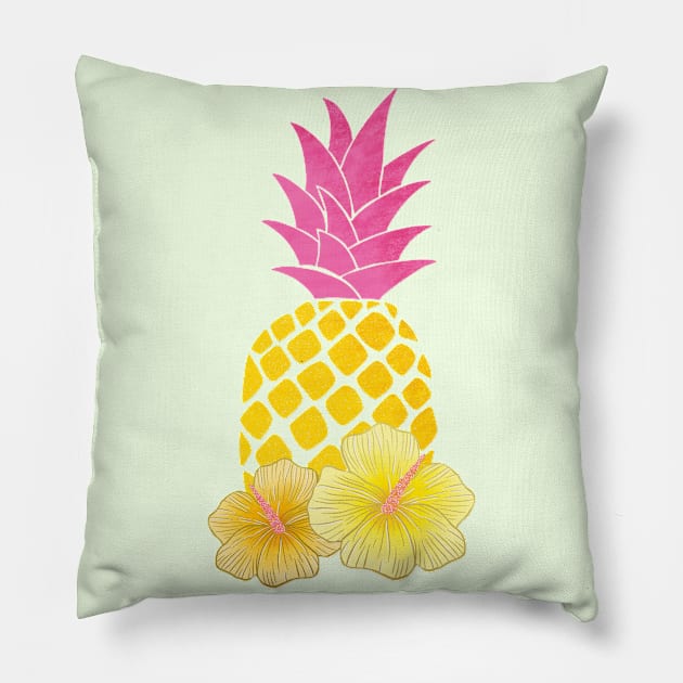 Pineapple and Hibiscus Vibes Pillow by CalliLetters