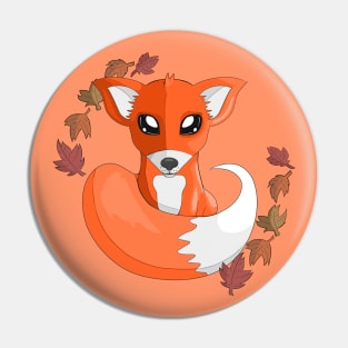 The Red Fox with Fall Leaves Pin