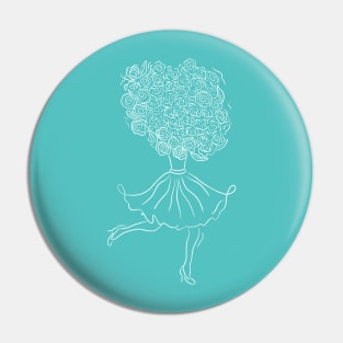 Lady running with flowers Pin