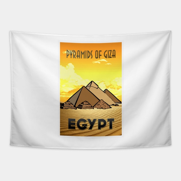 Pyramids Of Giza Retro Poster Tapestry by Sarahmw