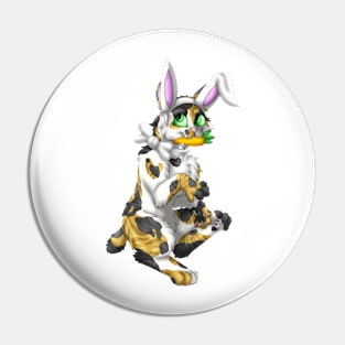 Bobtail BunnyCat: Calico Tabby (White) Pin