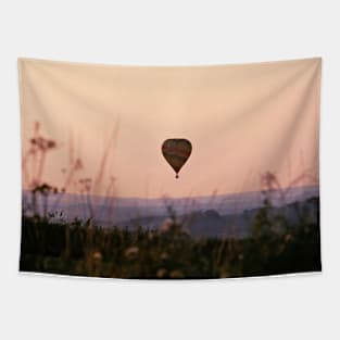 Hot Air Balloon flying during a warm summer evening over Yorkshire Tapestry