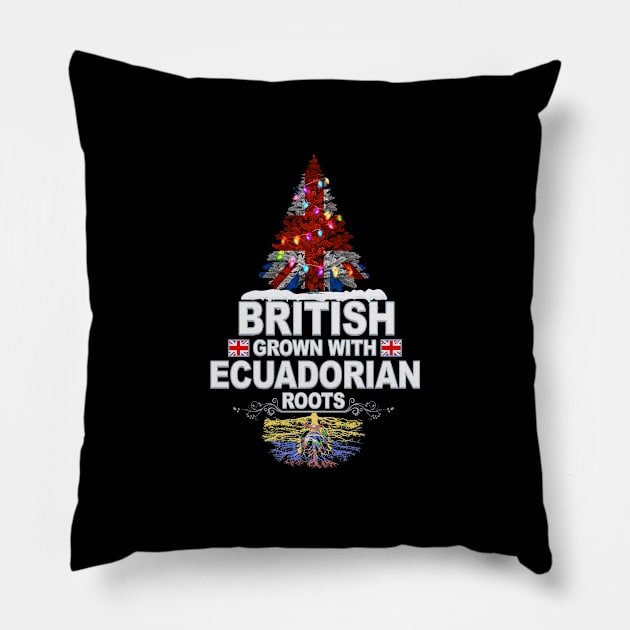 British Grown With Ecuadorian Roots - Gift for Ecuadorian With Roots From Ecuador Pillow by Country Flags