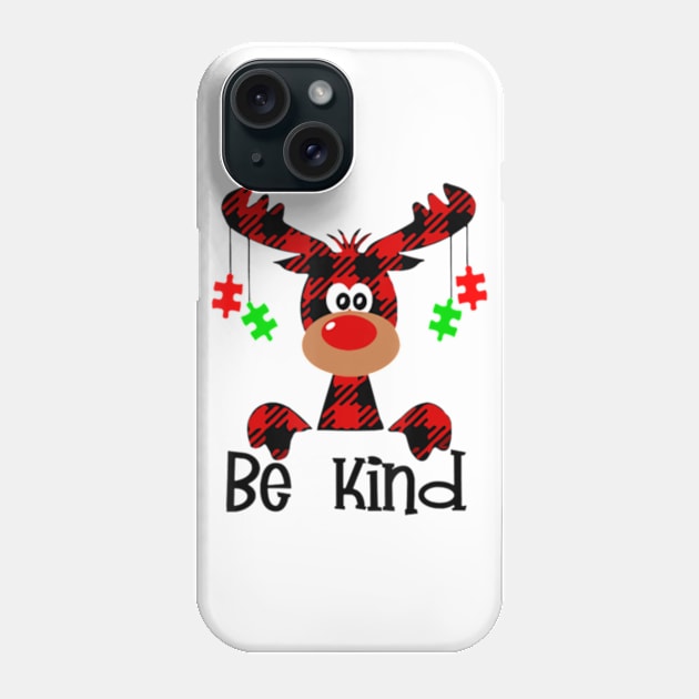 Be Kind Autism Awareness Christmas Reindeer Hippie Bullying Phone Case by StuSpenceart