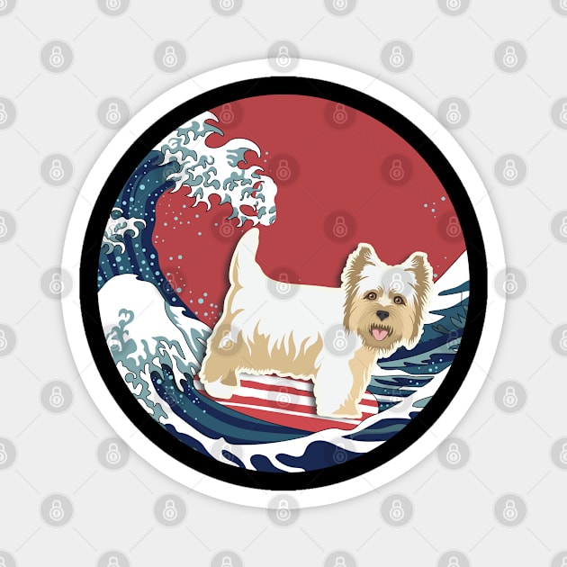 Cairn Terrier Gifts - Ocean Waves Surfing Cairn Terrier.  Gifts For Cairn Terrier Moms, Dads & Owners Magnet by StudioElla