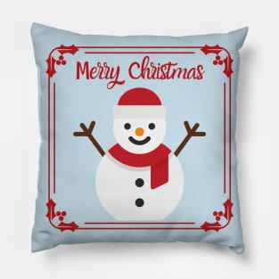 Merry Christmas Snowman Pillow