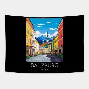 A Pop Art Travel Print of Salzburg - Austria Tapestry