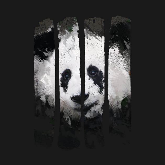 Grey Panda Bear - Brush Strokes by Area31Studios